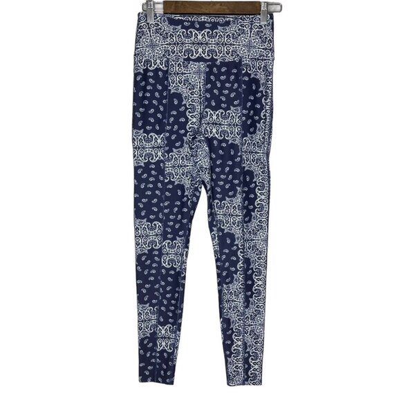 Year‎ Of Ours Women's Bandana Rocky Athletic Blue and White Leggings Size Medium - Picture 1 of 7